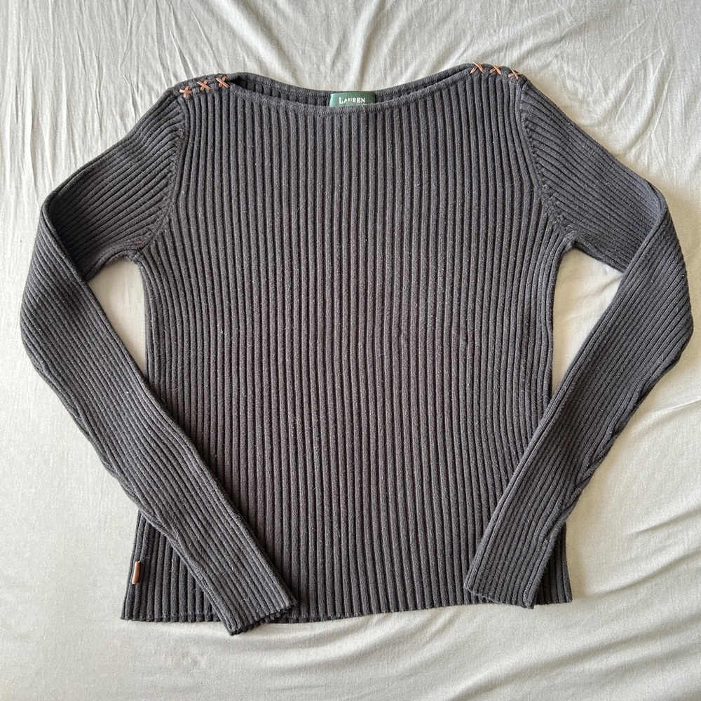 Ralph Lauren Women's Charcoal Ribbed Sweater
